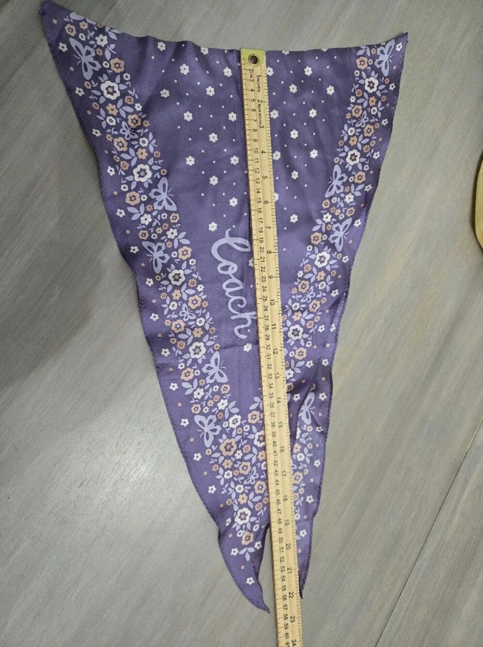 Coach Logo Lavender Floral Print Silk Bandana Scarf